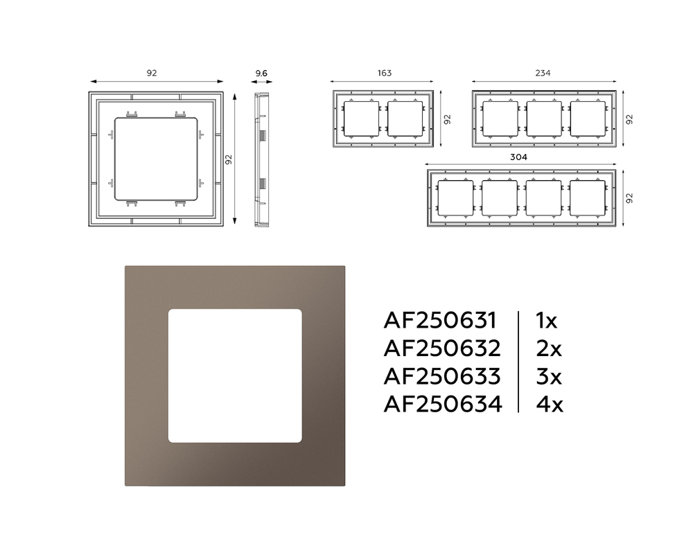 AF250632 Рамка ALFA Qubi (Темная бронза матовый) 2-ая