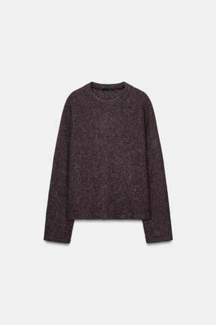 ZARA МЯГКАЯ ТОЛСТОВКА С ДЛИННЫМ РУКАВОМ, КОРИЧНЕВЫЙ МЕЛАНЖ
