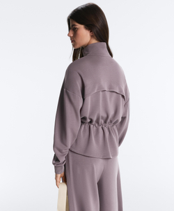 Oysho Мягкая куртка с регулируемой талией и высоким воротником, серо-сиреневый