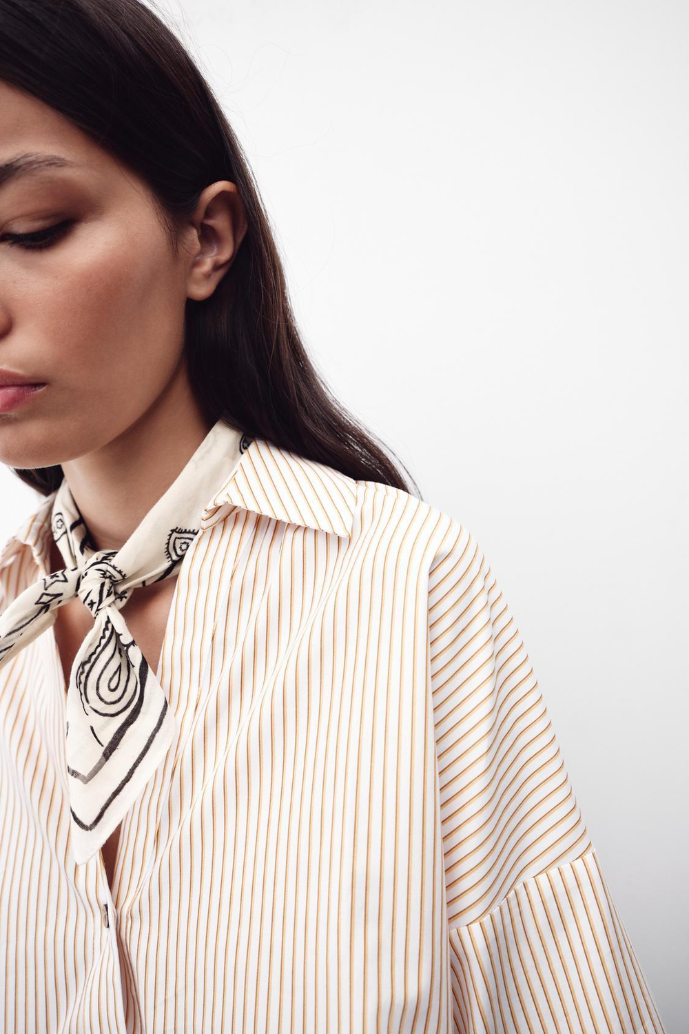 ZARA ХЛОПКОВАЯ БАНДАНА С ПРИНТОМ, ЭКРЮ