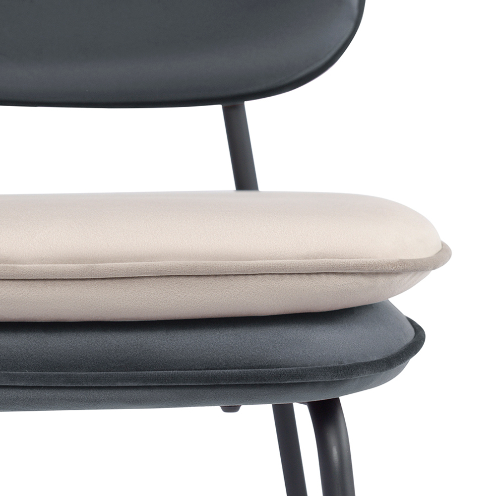 Стул полубарный Pea, велюр, темно-серый/бежевый