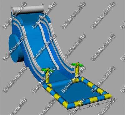 Надувная водная горка с бассейном «Пляжный оазис», 17*6*7 м