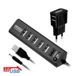 Картридер USB - Xaб Ginzzu GR-315UAB (7USB 3.0+адаптер)