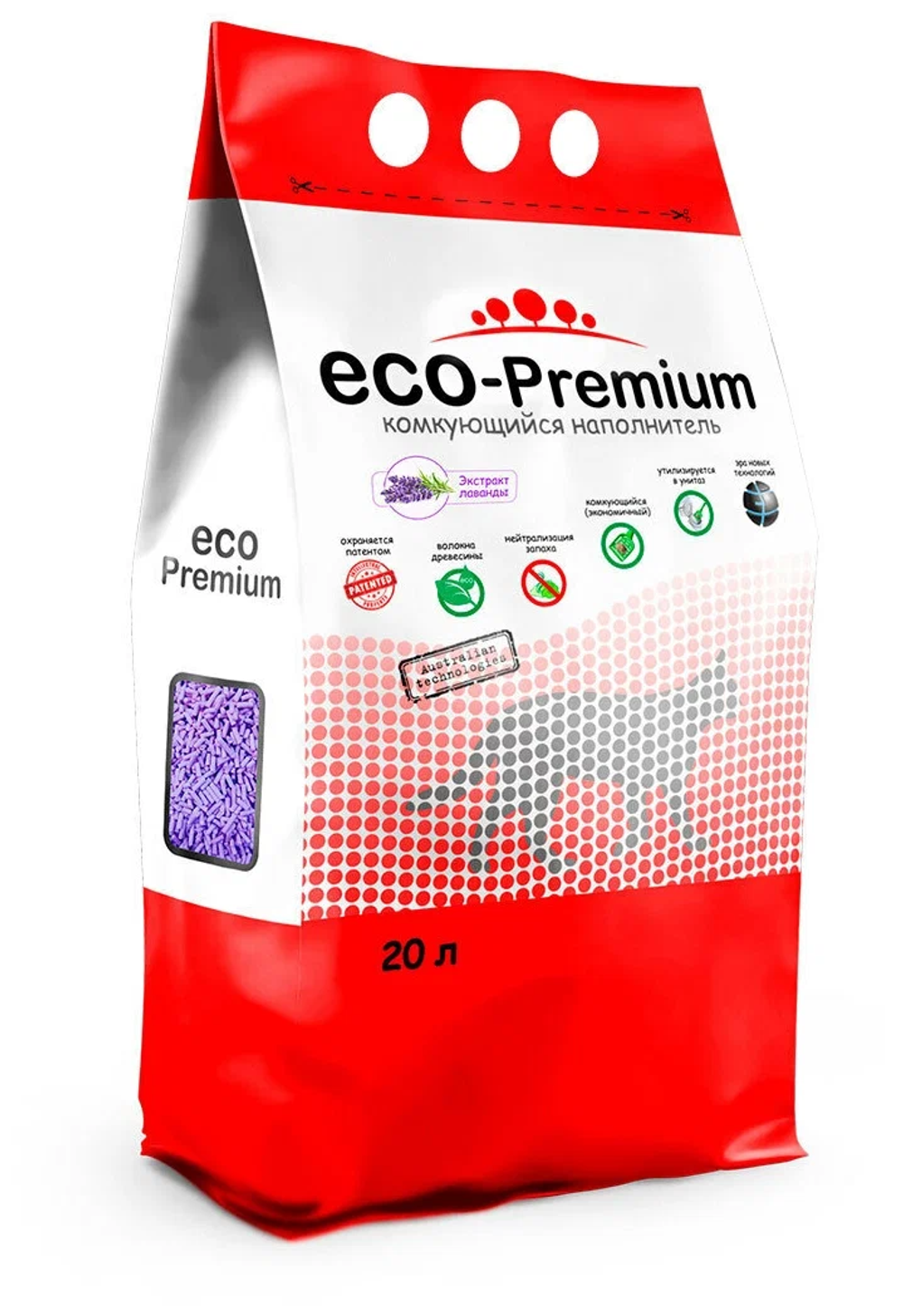 Eco premium наполнитель для кошек древесный лаванда
