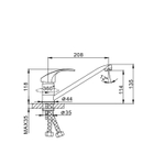 Смеситель для кухни 35к F4236 FRAP (длин.пов. излив, п/шпильку, хром, силумин)