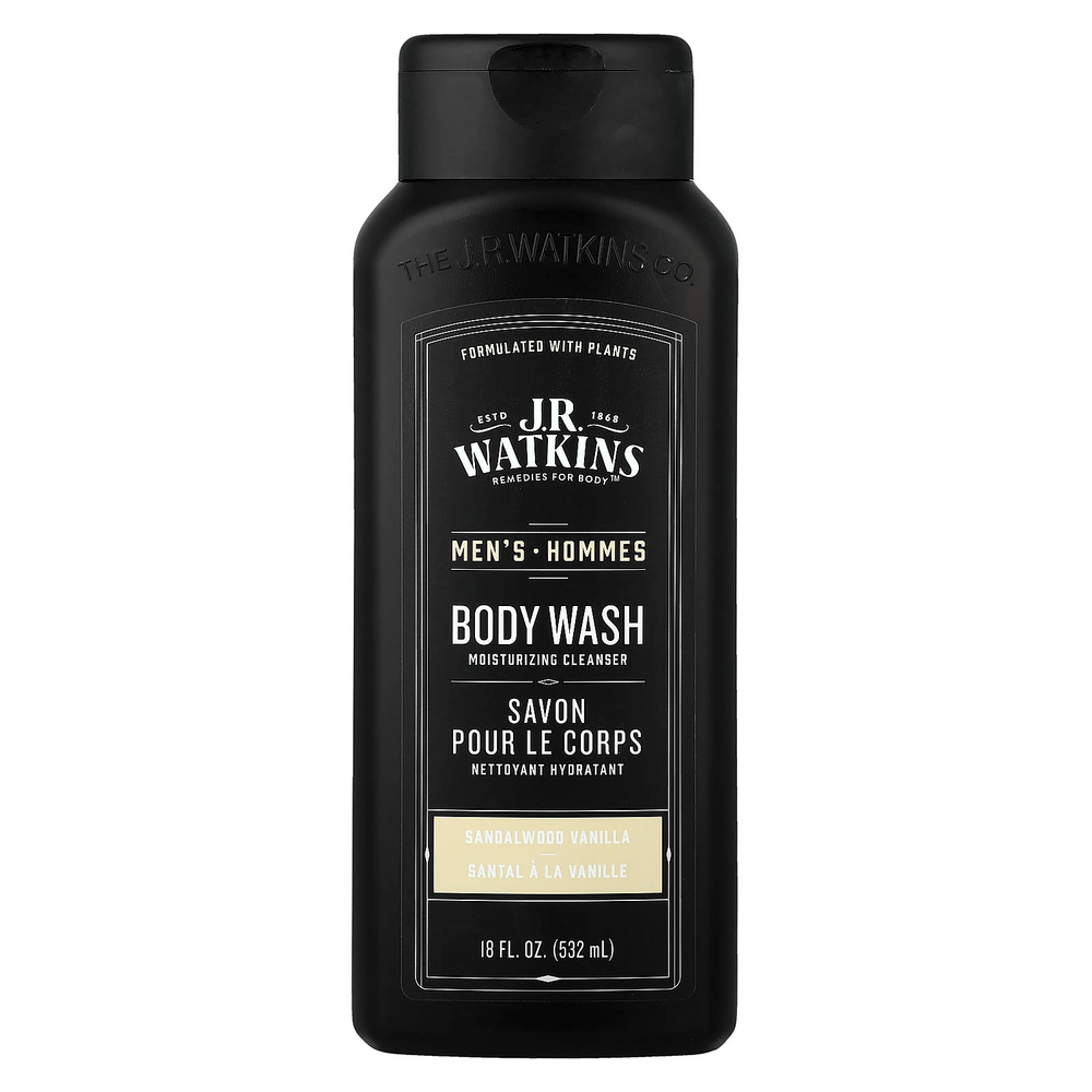 J R Watkins, Гель для душа для мужчин, сандаловое дерево и ваниль, 532 мл (18 жидк. унц.)