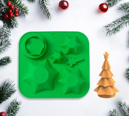 Форма для выпечки «Ёлка», силикон, 20,5×22×3,5 см, 6 ячеек
