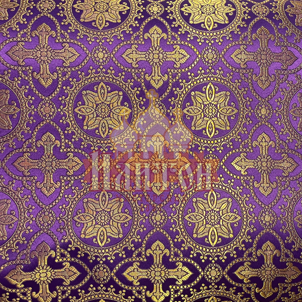 Парча "Ярополк" фиолетовая с золотом