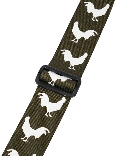 MZ-RG-5ApСockGh Ремень для гитары, зеленый хаки, аппликация Петух, MEZZO