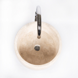 Раковина напольная из мрамора Round Midle Big Cream MN-01706 (45*45*90 см)