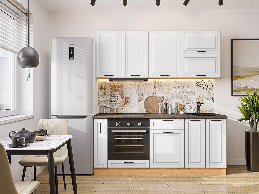 Прямая модульная кухня Дублин-01 Special White - Дуб Вотан 2140*1900*600