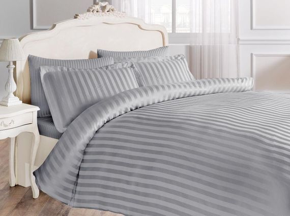Постельное белье NEW JAQUARD серый, крем и бежевый жаккард  deluxe TIVOLYO HOME Турция