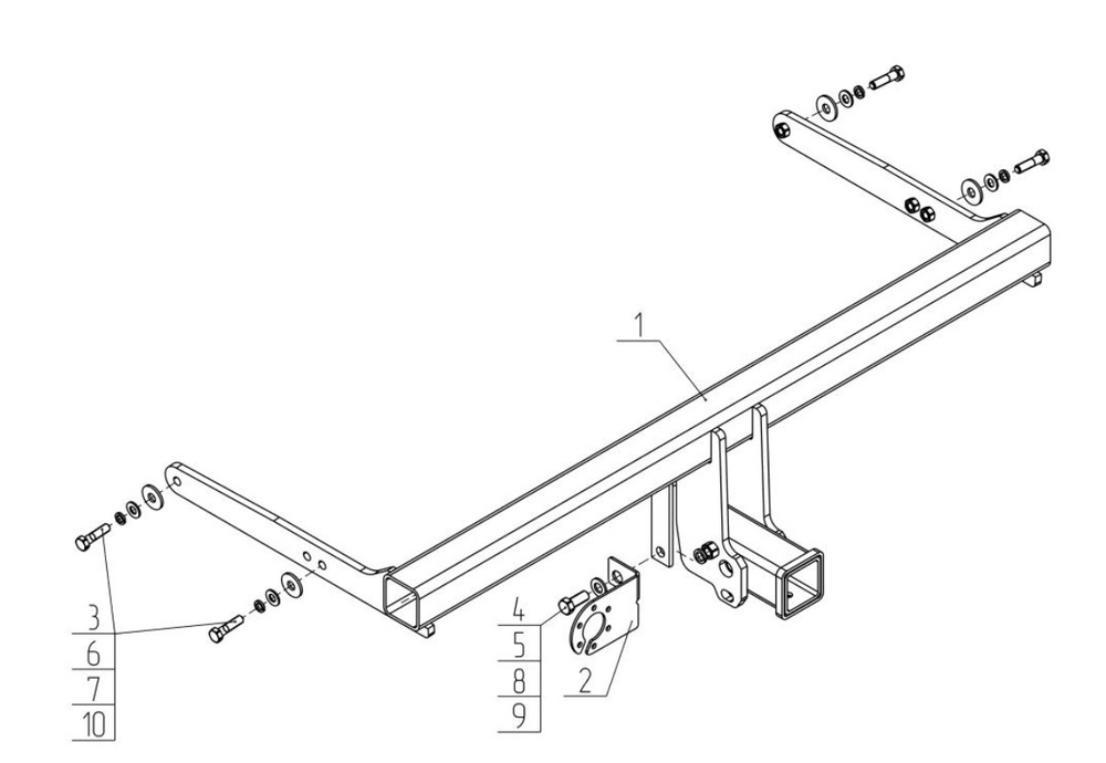 Фаркоп для Volkswagen Tiguan 2016-2024 Тип шара: E. Нагрузки: 2500/100 кг, SK 12B
