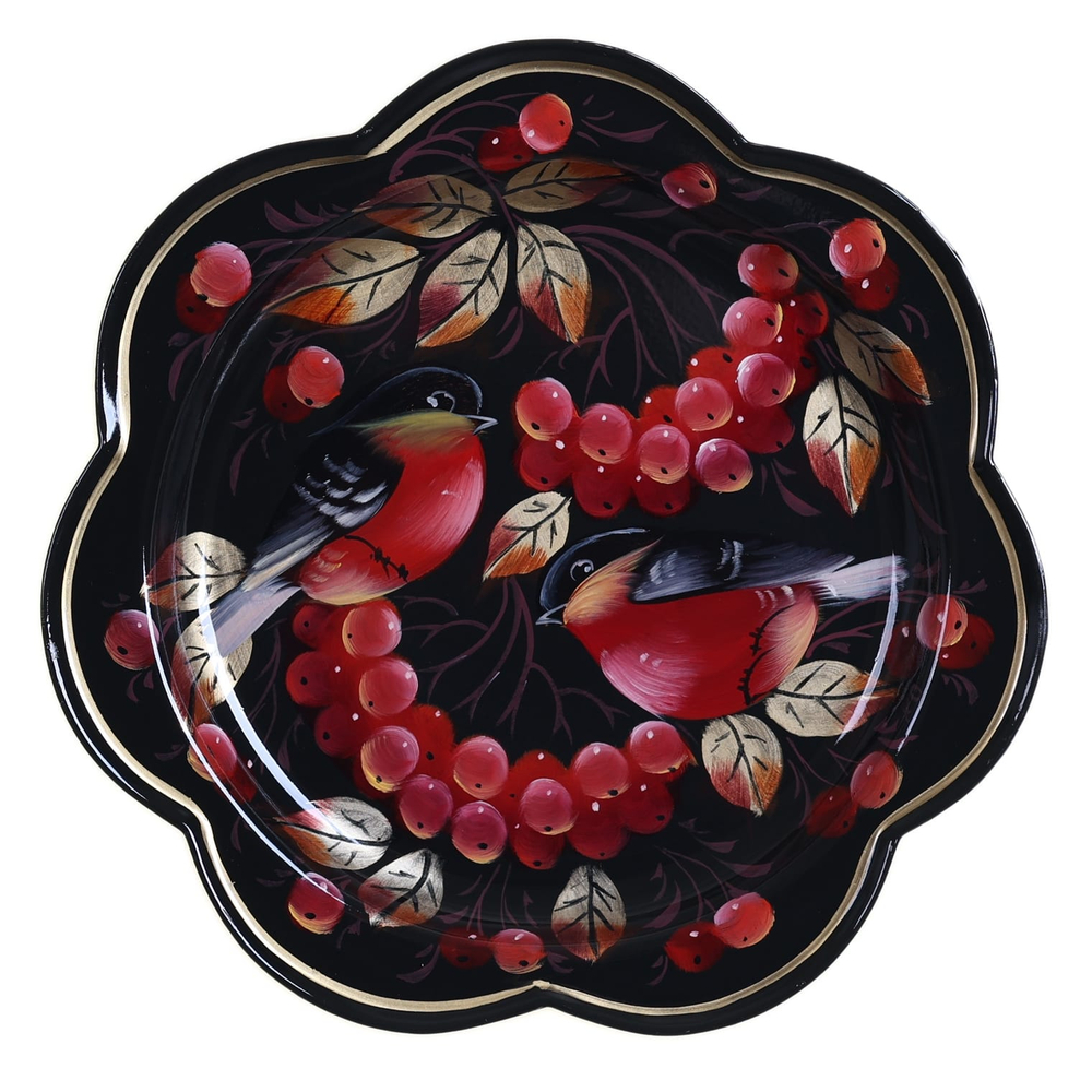 Жостовский поднос декоративный, размер 18 см (A1), металлический