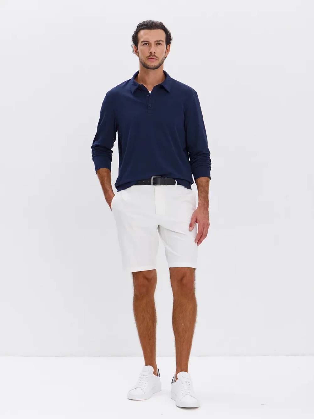 Повседневный базовый лонгслив поло