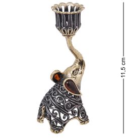 Народные промыслы AM-4092 Подсвечник «Слон Ажурный» (латунь, янтарь)