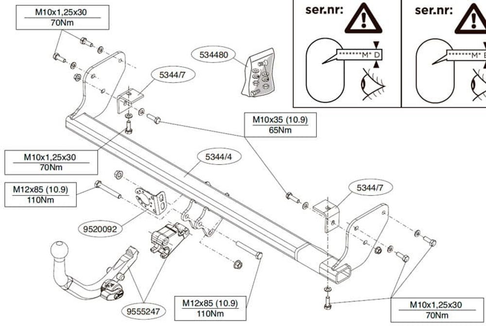 Фаркоп Brink (Thule) 534400 для Hyundai I30 HB 10-12 съемное крепление(паспорт и сертификат в комплекте)(без электрики)