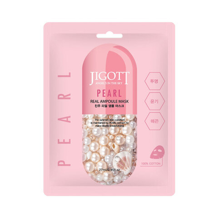 JIGOTT НАБОР Тканевая маска для лица ЖЕМЧУГ PEARL Real Ampoule Mask, 5 шт*27 мл