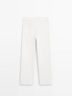 Massimo Dutti Прямые джинсы с высокой талией, белый