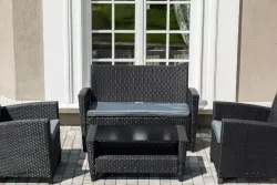 "Вашингтон" лаунж-зона из искусственного ротанга на 4 персоны, цвет черный