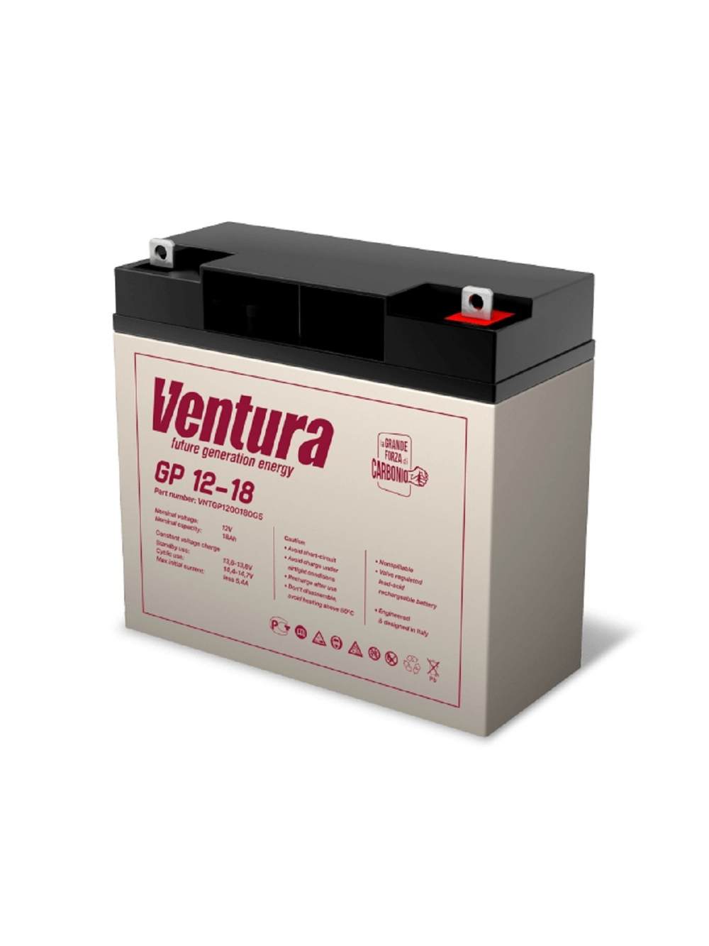 АКБ Ventura GP 12-18 12V/18Ah {G5, ДхШхВ 182х77х166мм, 5.15кг, срок службы 6-9 лет}