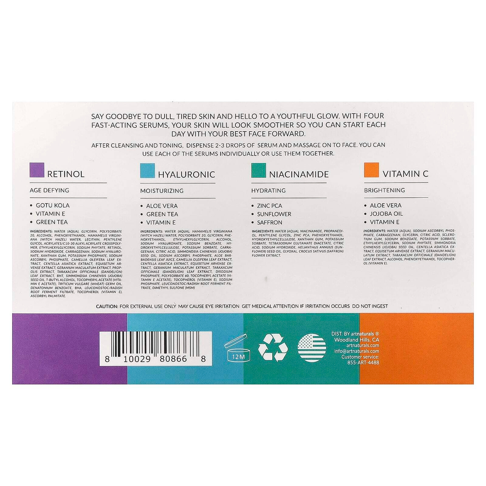 artnaturals, Serum Top 4, набор сывороток, 4 шт., 29,5 мл (1 жидк. унция)