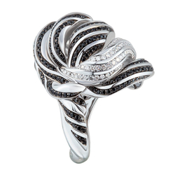 Кольцо с Чёрными Сапфирами и Бриллиантами, R0124-0/2