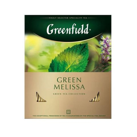 Чай GREENFIELD GREEN MELISSA зеленый 100 шт пакет.x 1,5 г карт.упак.