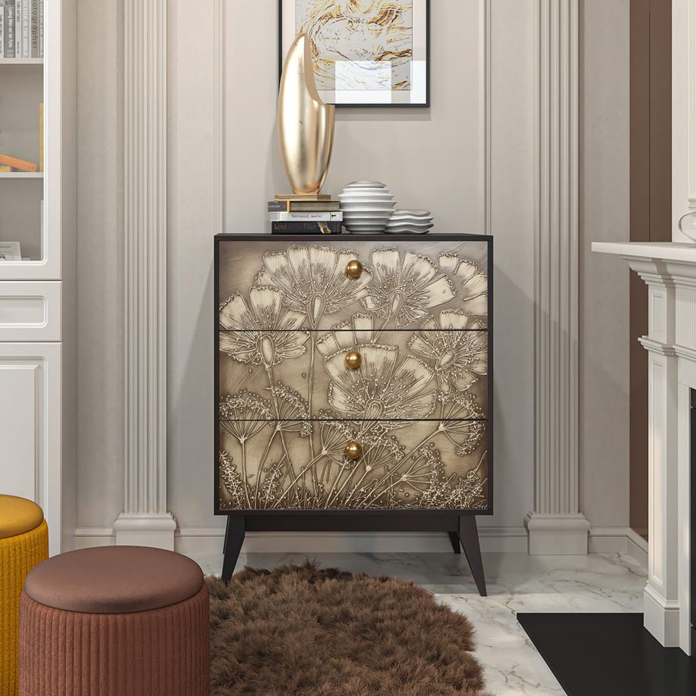 Комод Маки с 3 ящиками Каштан