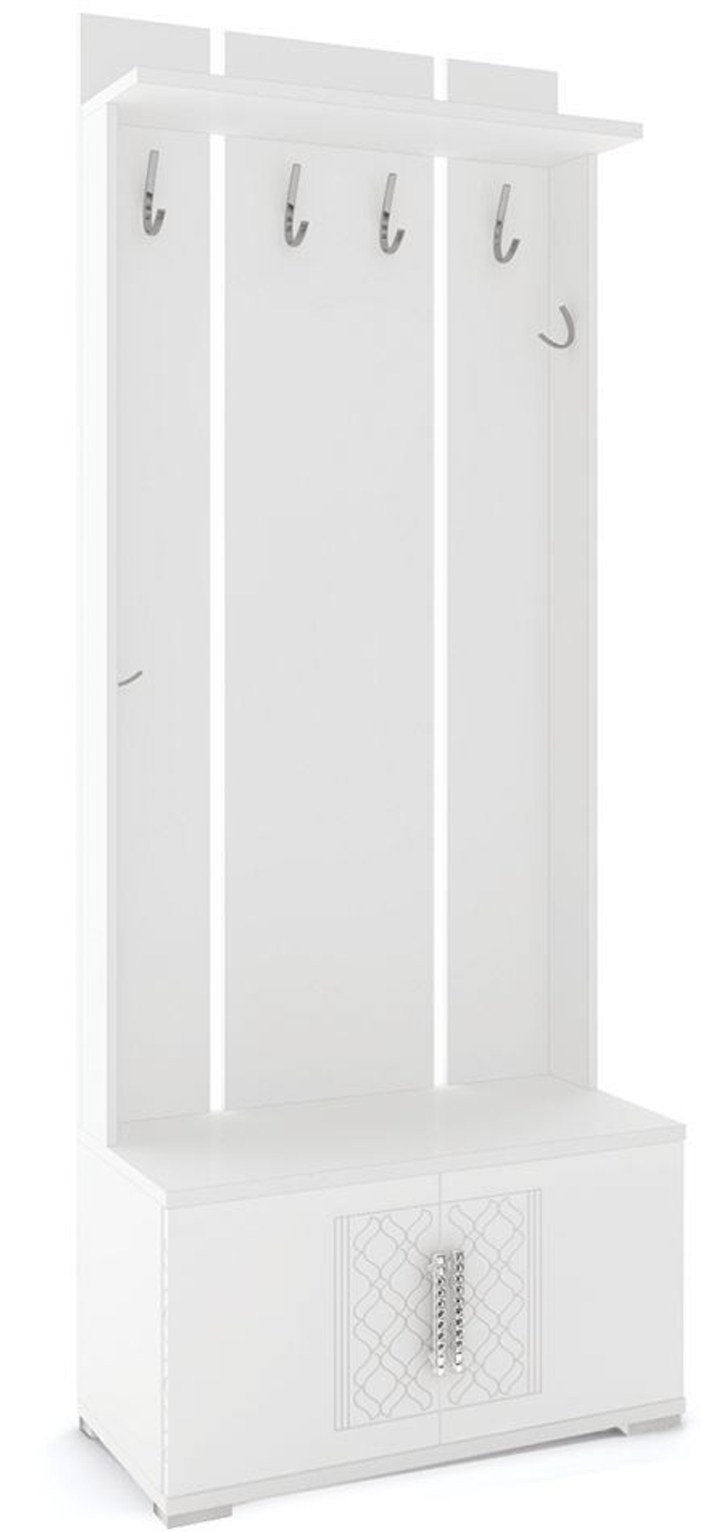 Прихожая с зеркалом комплект мебели Белый Поры Дерева/Белый Глянец, Тиффани, 200,1х51х205,6 см RINNER мебельная фабрика