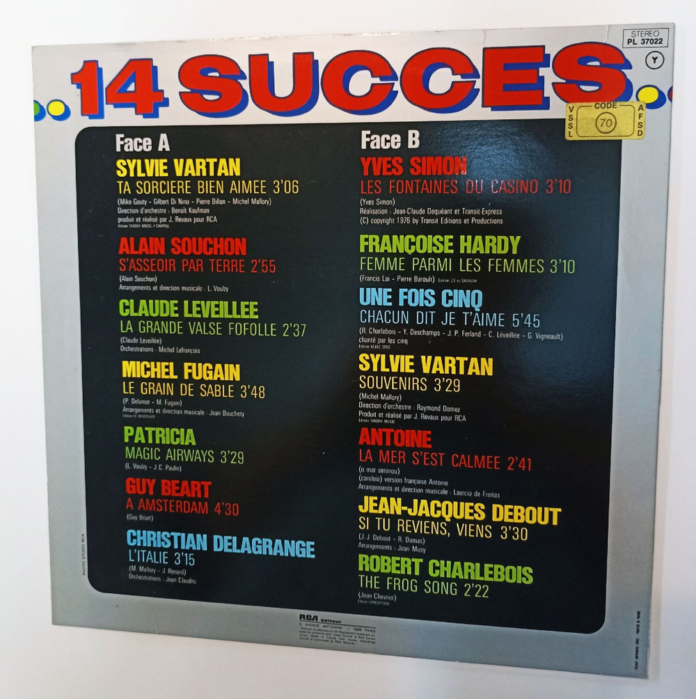 Винтажная виниловая пластинка LP Сборник 14 Succes (France 1977)