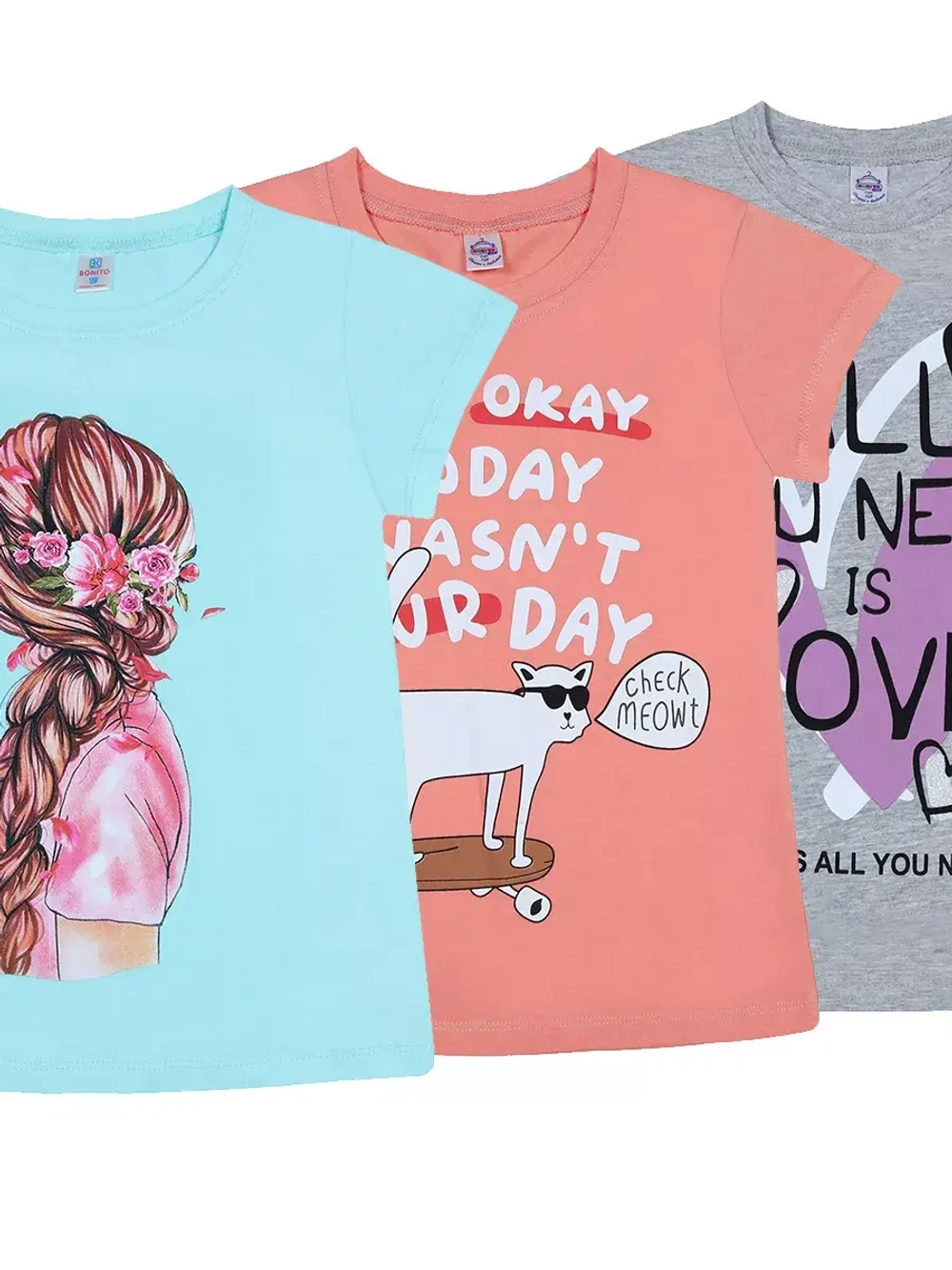 Футболка для школы.девочка.набор 3 шт