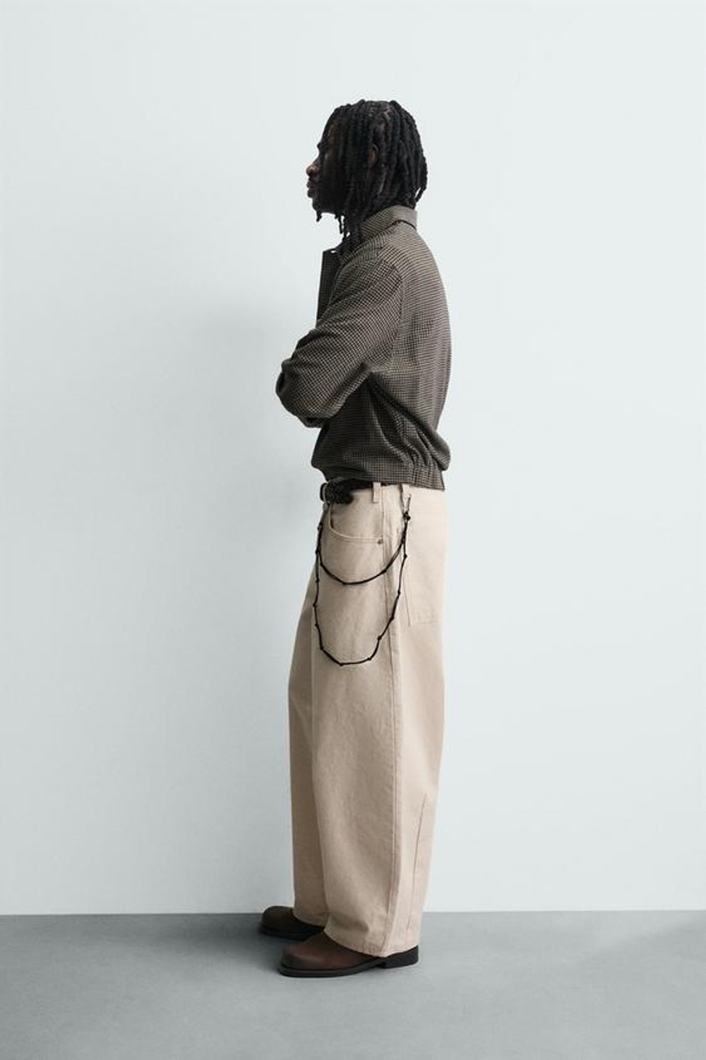 ZARA ДЖИНСЫ BALLOON FIT, ЭКРЮ