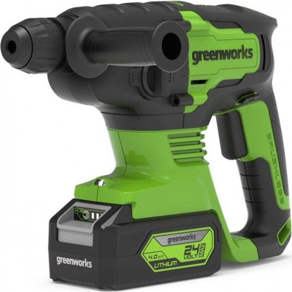 Перфоратор аккумуляторный GREENWORKS GD24SDS2K4 бесщеточный 3803007UB