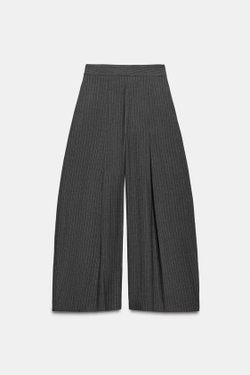 ZARA БРЮКИ В ТОНКУЮ ПОЛОСКУ С ЗАЩИПАМИ — ZW COLLECTION, СЕРЫЙ