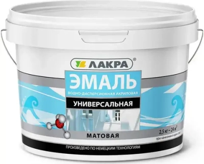 Лакра Эмаль, Акриловая, Матовое покрытие, 2,5 кг, белый