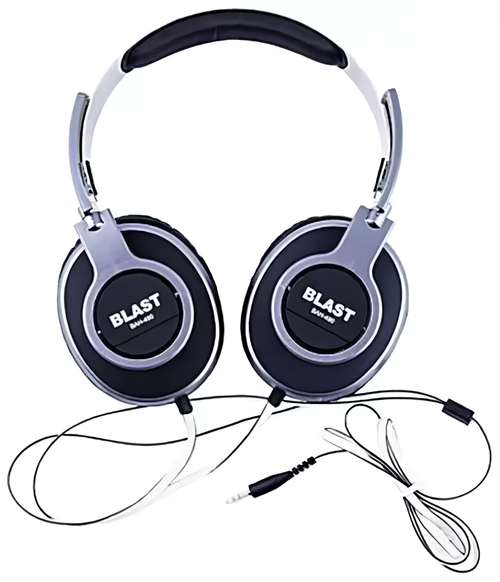 Гарнитура полноразмерная BLAST BAH-490, серые, шнур 1,5 м., плоский