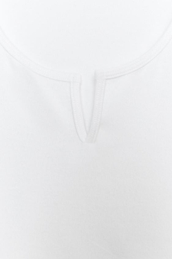 ZARA УКОРОЧЕННЫЙ ТОП С РАЗРЕЗОМ, БЕЛЫЙ