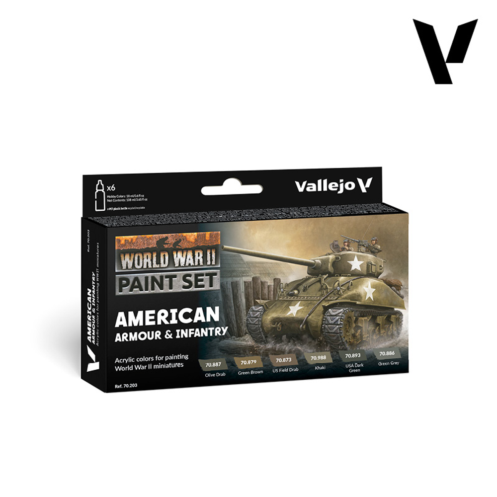 Model Color Set: WW II American Armour &amp; Infantry (6)