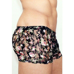 Мужские трусы боксеры черные в сеточку Romeo Rossi Black Boxer RR00220