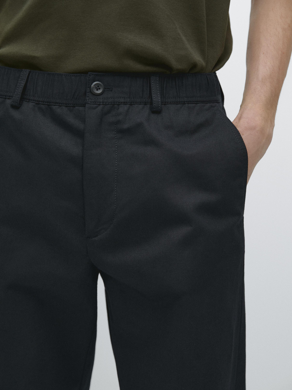 Massimo Dutti Хлопковые льняные брюки-джоггеры, темно-синий