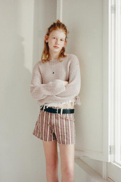 ZARA ДЖИНСОВЫЕ ШОРТЫ В ПОЛОСКУ, БУРГУНДИ