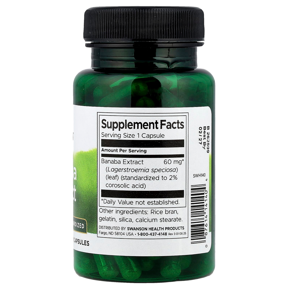 Swanson, Экстракт банабы, 90 капсул (60 мг в каждой капсуле)