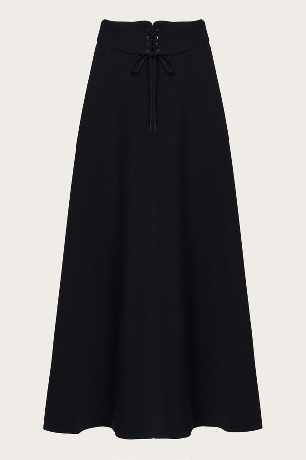 Черная юбка-макси со шнуровкой на поясе "Фелиция"
