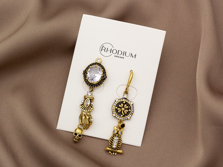 Асимметричные серьги-Винтаж "Gothic mystery", 50мм