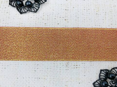 Лента парча, ш. 4 см, терракот