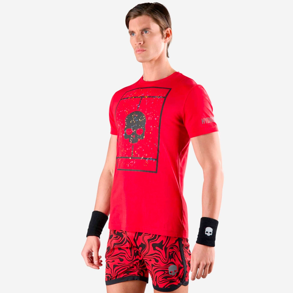 Мужское теннисное поло Hydrogen Court T-Shirt - Red, Multicoloured