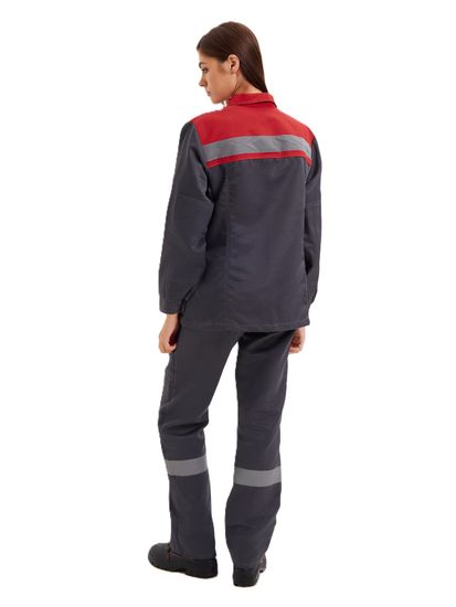 Костюм женский "Нова" (куртка+брюки) цв. т.сер/красн