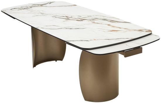 Стол BRONTE 200 раскладной KL-188 Контрастный мрамор матовый, итальянская керамика/ Шампань