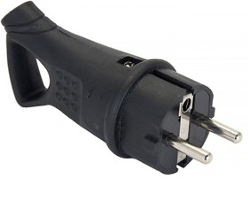 Вилка угловая каучуковая с кольцом 230В 2P+PE 16A IP44 черная